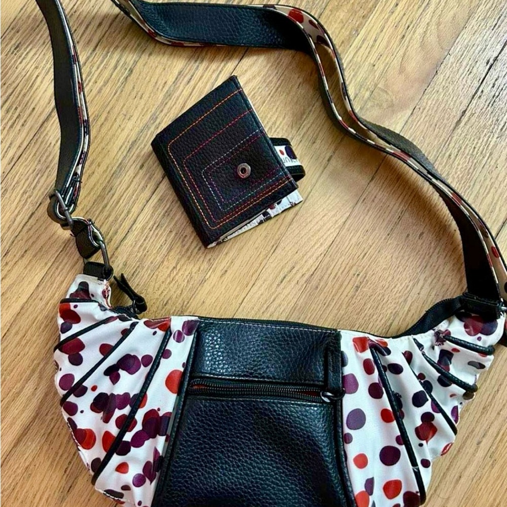 SkunkFunk Polka Dot Crossbody Bag with Wallet